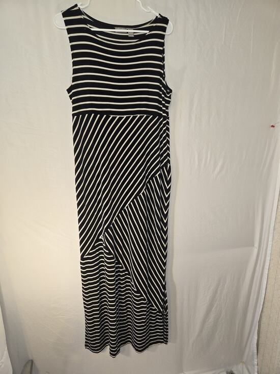 Chico's Dresses & Skirts - Chico's Travelers Black White Stripe Dress US Womens Size 12 Chico's Size 2 Maxi